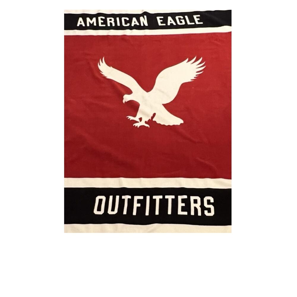 American Eagle Fleece Blanket Logo Red Blue 2015 Throw Blanket 48" x 56" Cozy